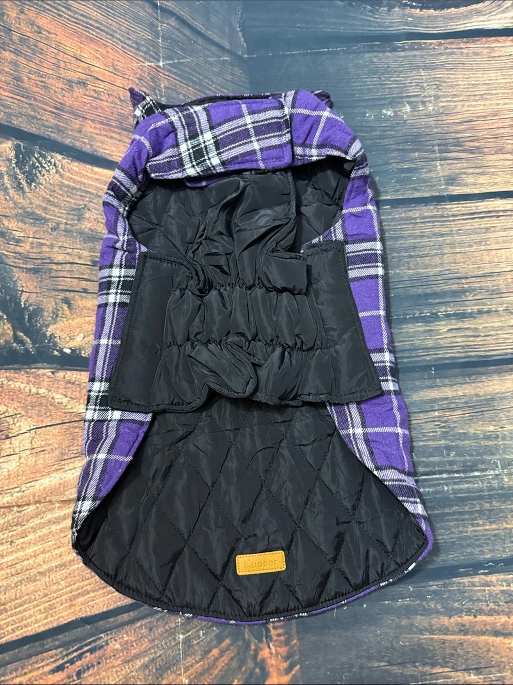 Kuoser Purple Plaid Dog Coat - Warm Flannel Jacket